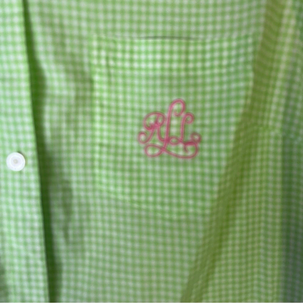 Lauren Ralph Lauren Cotton Gingham Green White Sleeveless Dress Large - Picture 5 of 6